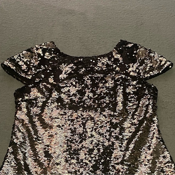 Sam Edelman sequin cap sleeve dress size 8 gold black VGUC - Picture 5 of 11